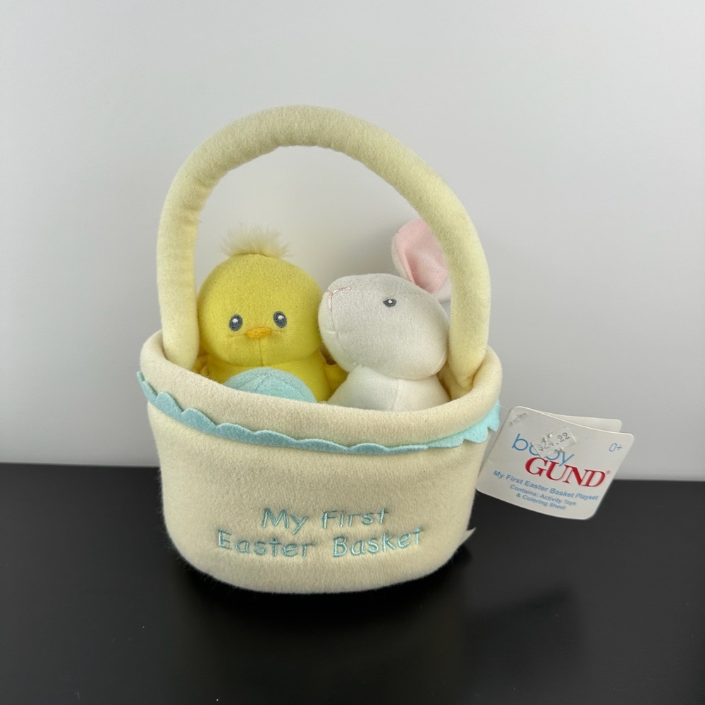 Baby Gund My First Easter Basket 9” Bunny Chick Egg Rattle Plush Stuffed Animal